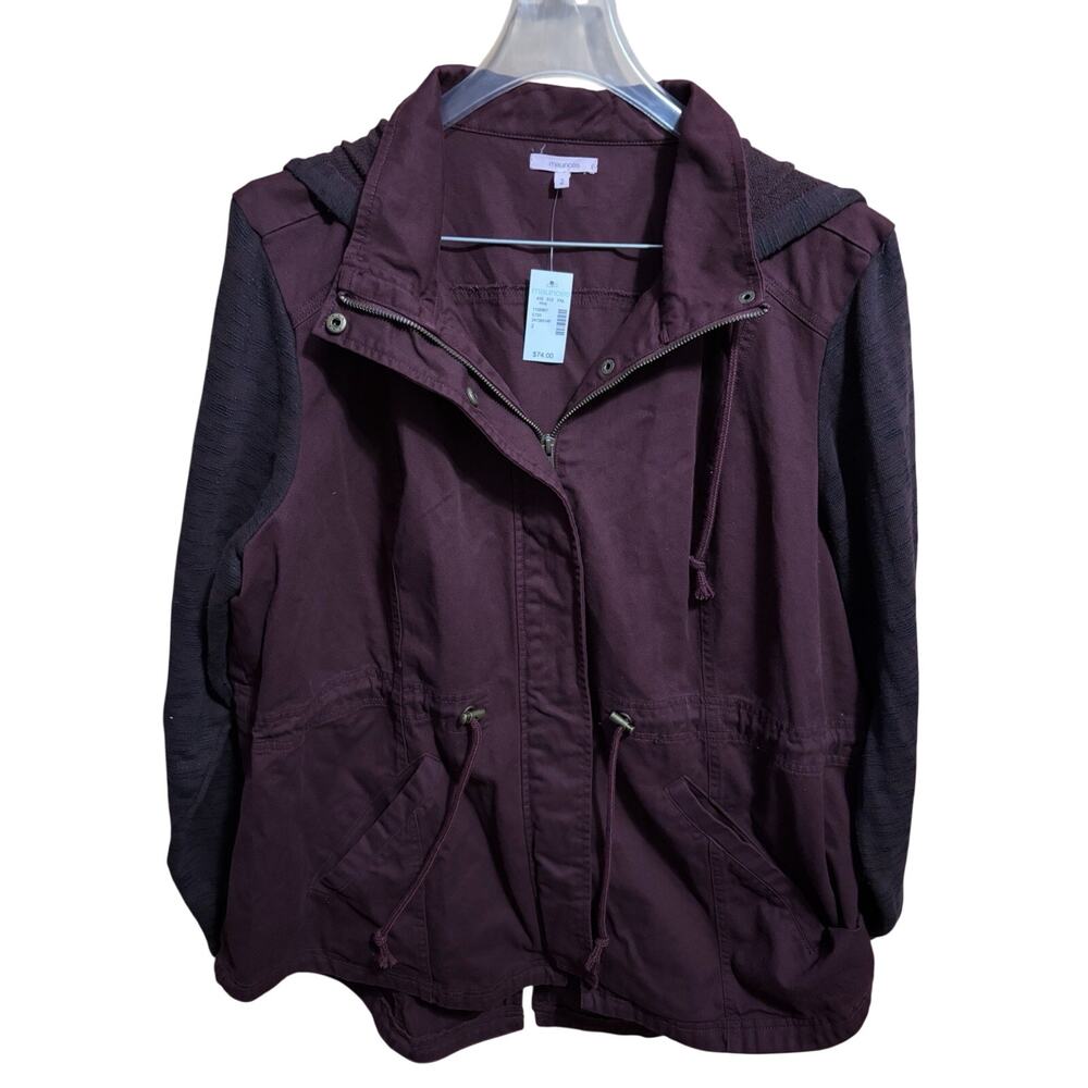 Maurices Sz 2 Maroon Jacket with Knit Sleeves Size 2 (US 2x or 20/22)
